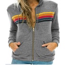 New European and American Women's Casual Rainbow Long-sleeved Hooded Sweater