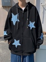 Cardigan Sweater Men's ins Embroidered Stars Autumn and Winter Fashionable Loose Fleece-Lined Thickened Coat T