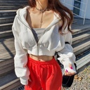 2024 Spring and Autumn New Korean Chic Fashion Hooded Short Sports Sweater Casual Zipper Cardigan Jacket Women's Trendy