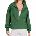 European and American Women's 2024 Spring and Autumn New Casual Top Half Zipper Pullover Long Sleeve Sweatshirt Women