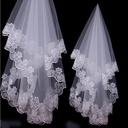 Veil wholesale wedding dress accessories Bride wedding etiquette headdress 1 meter 5 lace lace white veil manufacturers