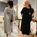 Korean Style Summer Loose Large Size Women's Clothing Lazy T-shirt Over-the-knee Long Dress Women's Design Sense Casual Western Style Fashionable Dress