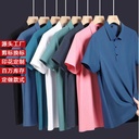 Short-sleeved T-shirt Men's Summer Traceless Ice Silk T-shirt Solid Color Half-sleeved Casual POLO Lightweight Top Quick-drying Elastic