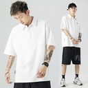 Korean Road Japanese Men's Men's Polo Shirt 2024 Summer New Simple All-match Loose Short-sleeved Cotton T-shirt