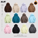430g winter thickened fleece-lined off-shoulder soft glutinous hooded sweater men's and women's same solid color loose heavy pullover hoodie