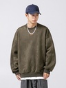 350g suede round neck sweater men's spring Japanese style heavy fashion brand loose embroidered top coat