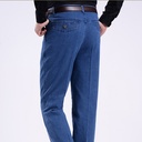 Men's Jeans Stretch High Waist Middle-aged Men's Pants Middle-aged Men's Jeans Straight Casual Pants Loose Wholesale