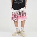 Custom Wholesale Flame Graffiti Printing Hip Hop Loose Casual Men's Knee Length Quick Dry Sportswear Shorts