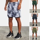 muscle fitness men's summer sports leisure basketball solid color camouflage double layer shorts men