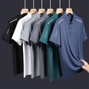 Japanese and Korean Style Ice Silk Lightweight Breathable polo Advertising Shirt Men's Summer Half Short Sleeve Lapel Business T-Shirt Factory