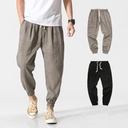 Summer Chinese Style Vintage Cotton and Linen Men's Casual Pants Men's Solid Color Extra Large Size Loose Linen Pants
