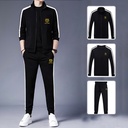 Fashion Urban Men's Autumn and Winter Casual Sports Suit Three-Piece Tiger Embroidered Pants Jacket