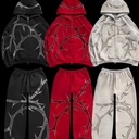 new men's and women's street hoodie hot diamond zipper European and American hooded sweater set