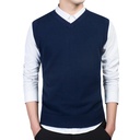 Men's Solid Color Sweater Men's Vest V-neck Base Knit Sleeveless Pullover Vest Spring and Autumn Men's Sweater