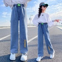 Girls Jeans Spring and Autumn Large Children's Wear Girls Loose Baby Casual Girls Wide Leg Pants