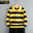 bala bala Boys Long Sleeve T-Shirt Polo Shirt Spring and Autumn Korean Lapel Long Sleeve Lapel Polo Shirt Size 6-24