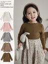 Qiu Duomeng Children's Korean Style Lace Solid Color T-shirt New Spring and Autumn Girls' Long Sleeve Base Shirt Baby Top