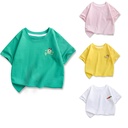 Pure Cotton Top for Boys and Girls Children's Summer Summer Candy Color T-shirt Colorful Round Neck Short Sleeve T-shirt Set