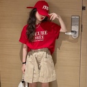 Girls' short-sleeved T-shirt summer Korean style western style girls' red letter bottoming shirt children's cotton top