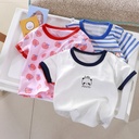 Baby's Short-sleeved T-shirt Boys and Children's Summer Baby's Top Half-sleeved Children's Wear Summer Dress Pure Cotton Girls' Trendy