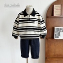 Wind Valley Autumn New Children's Wear Korean-style All-match Black and White Striped Sweater Boys' Trendy Cool Polo Shirt