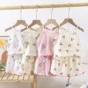 Children's Suspenders Skirt Suit Summer Girl's All Cotton Pajamas Home Clothes Sweat Absorbing Vest Skirt Baby Air-conditioning Suit