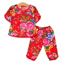Summer Children's Home Clothes Girls' Pajamas Baby's Northeast Floral Cloth Suit Little Girl's Seven-Sleeve Air-Conditional Suit