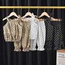 Girls' Sling Set Children's Summer Wear Korean Style Girls' Wave Dot Sling Chiffon Set Baby Children's Wear