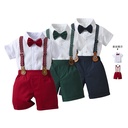 Children's Clothing Primary Source Summer Short-sleeved Children's Suit Baby Clothes Strap British Gentleman Boy's Summer Clothes