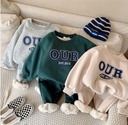 Children's Round Neck Sweater Set Korean Style Casual Autumn and Winter Children's Suit Long Sleeve Letter Thick Sweater Set Fashion