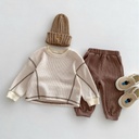 Korean Style Western Style Children's Wear Autumn Boys and Girls Casual Loose Waffle Set Long-sleeved T-shirt Baby Pants