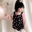 Newborn Clothes Autumn New Baby Girl Clothes Floral Cotton Cloth Strap Long-sleeved Two-piece Bag Fat Clothes