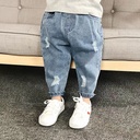 Children's Wear Children's Ripped Jeans Spring and Autumn 1-8 Years Old Girl Boys' Loose Trousers Baby Western Style Daddy Pants