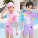 New children's swimsuit girls one-piece flat-angle swimsuit for big children cute baby Korean quick-drying swimsuit wholesale