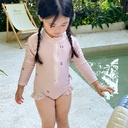 Girls' Summer Quick-drying Three-color Floral Long-sleeved Sunscreen Swimsuit Girls' Baby Children's Foreign Style Princess