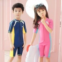 Youyou New Children's Swimsuit Conservative One-piece Short-sleeved Swimsuit for Boys and Girls Swimsuit Diving Suit Sunscreen Suit