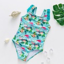 New Girls' Swimsuit Flamingo Print Swimming Suit for Kids Shoulder Belt Ruffled One-Piece Swimsuit