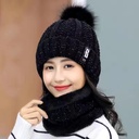 Winter Korean version of wool hat ladies plus velvet padded scarf mother cycling warm cold-proof knitted ear protection tide cap