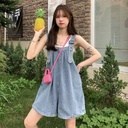 Curled Denim Overalls Shorts Women's Summer Arrival Salt Sweet Wide Leg Loose Jumpsuit for Small Students