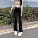 High-Waist Slim-Fit Stretch Horseshoe Jeans for Women Chubby Girls Wide-Leg Slimming Large Size Micro-Horn Floor Trousers Spring and Autumn