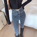 Slimming Ultra-high Waist Jeans Women's Tight Boots High Fleece-lined Spring Autumn Winter Pencil Slim-fit Stretch