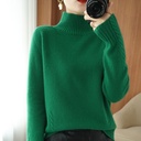 Autumn and Winter Solid Color Knitted Backing Shirt Women's Top Half-turtleneck Thick Loose All-match Sweater