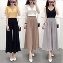 new women's pants solid color pleated hemp wide leg pants eight casual pants factory direct stall supply