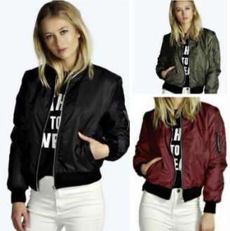 ebay速卖通爆款 欧美秋冬新款纯色短款时尚拉链外搭夹克外套