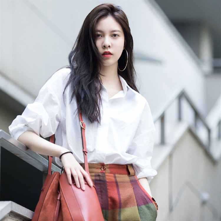 C070 White Shirt Women's Autumn Korean-style Celebrity Design Niche Long-sleeved Shirt Casual All-match Top