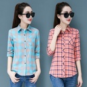 2019 spring summer sun protection top slim Korean style coat plaid shirt women's long sleeve plus size shirt
