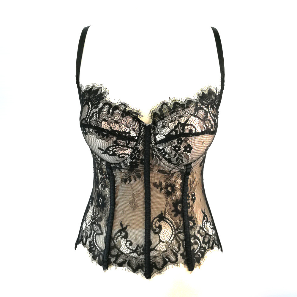 Shake fast black lace sexy hollow condole strap slim-fit vest with chest pad top bottoming tube top women