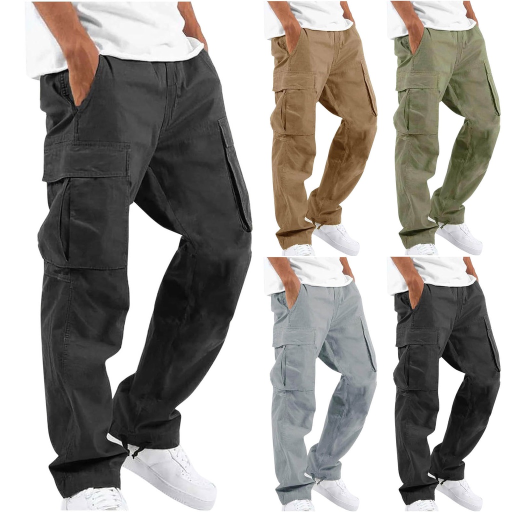 Summer New Men's Overalls European and American Independent Station Drawstring Multi-Pocket Casual Pants