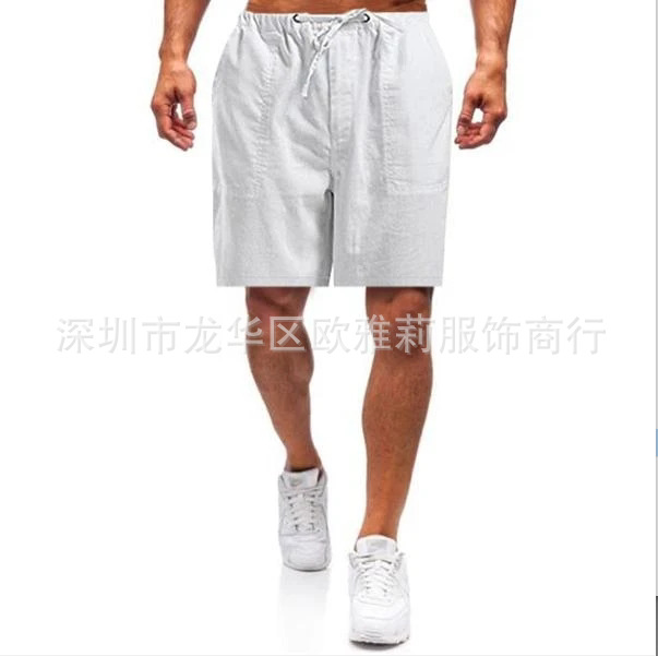 Step into the e-commerce independent station European and American explosions linen men's multi-pocket decorative shorts casual pants