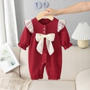Tianjing Children's Wear Autumn New Baby Jumpsuit Cute Bow Baby Long Sleeve Hare Climbing Suit